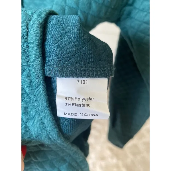 Prettygarden Teal Quilted Shacket‎ Button Up Shirt Jacket with Pockets M Winter - Image 6