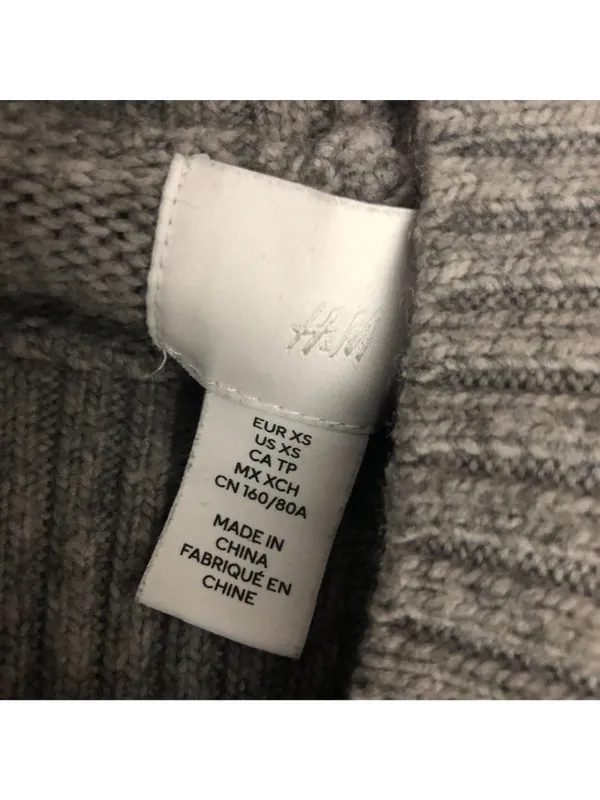 H&M Gray Midi Turtleneck Sweater Dress XS Wool Blend - Image 4