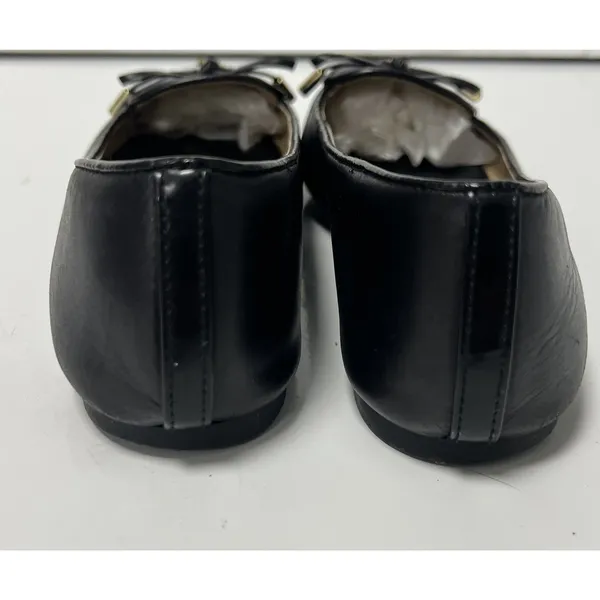 Michael Kors Loafers Flats Black Leather Shoes Gold Bow Tassel Women’s Size 5.5 - Image 5