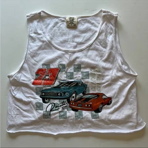 Comfort Colors Sorority Chi Omega White Graphic Tank Top Size Small - Image 4