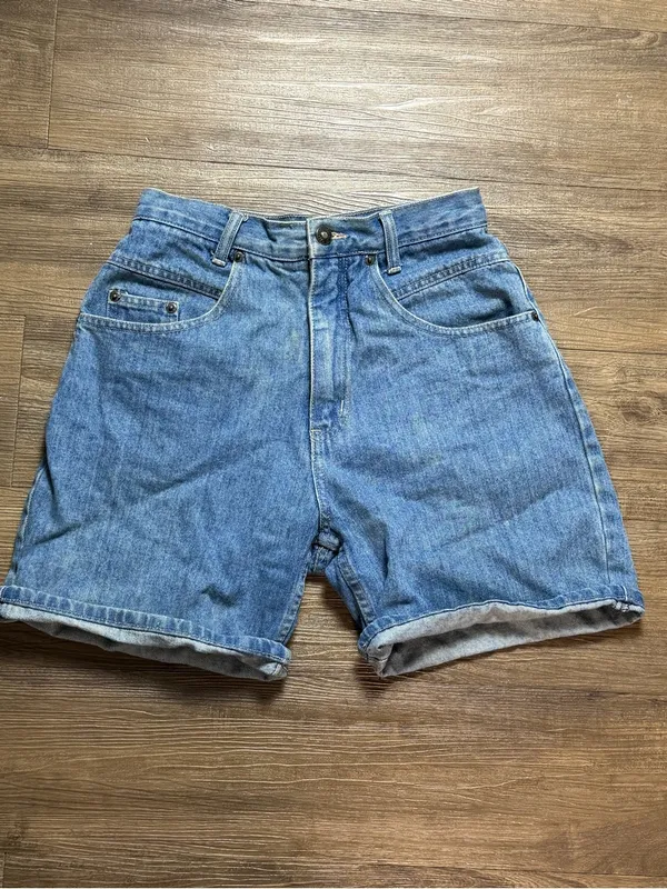 High-Rise Light Blue Denim Bermuda Shorts - Image 3