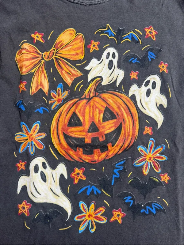 Comfort Colors Pepper Halloween Pumpkin & Ghost Graphic Tee with Orange Accents - Image 4