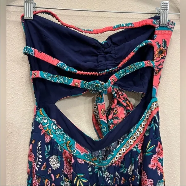 Magnolia Boutique - One piece Strapless Navy Mixed Print Jumpsuit - Small - NWOT - Image 8