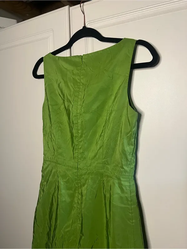 Vintage Y2K J.Crew 100% Silk Chartreuse Green Dress - Image 9
