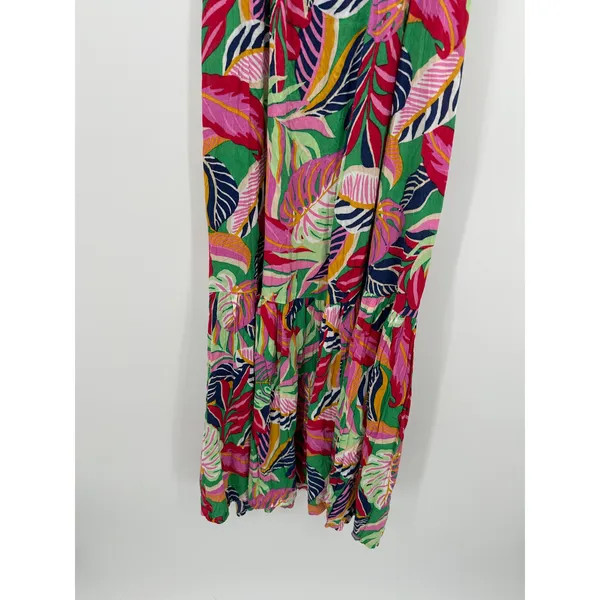 Goa by Japna Green Tropical Print Maxi Dress Womens Pockets Rayon‎ Size M Resort - Image 4
