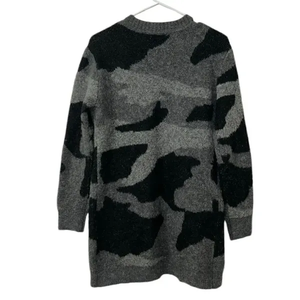 Anthropologie Camo Gray & Black Open Front Oversized Cardigan (Size XS) - Image 4