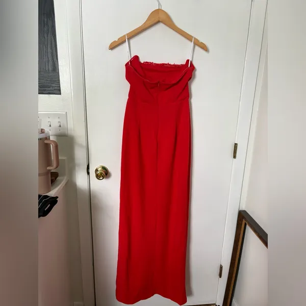 Lulus Memorably Iconic Red Strapless Lace Bustier Maxi Dress Size Small Formal - Image 5