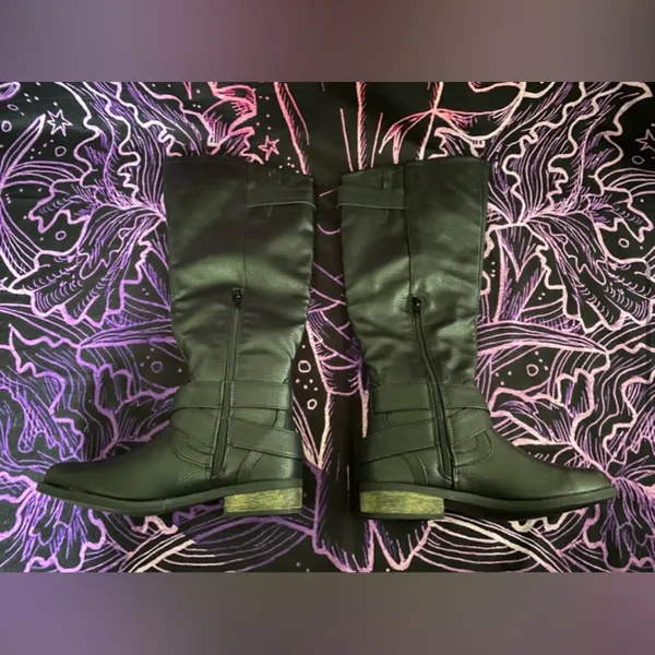 EUC Rampage Black Hansel Zipper and Buckle Knee-High Riding Boot Size 5 - Image 4