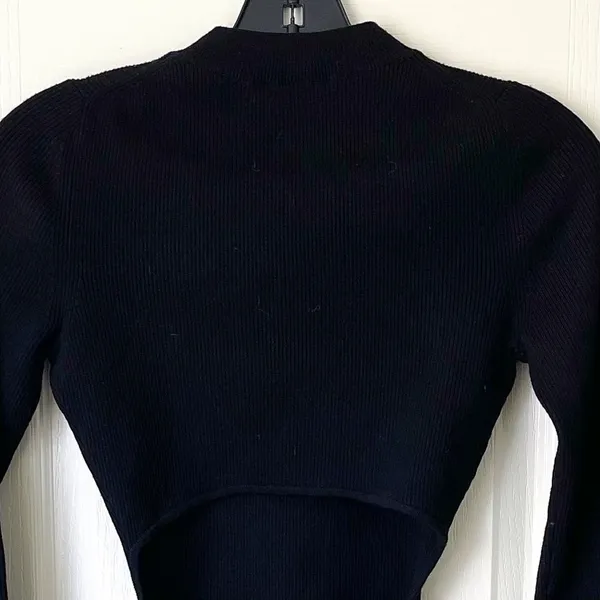 Aritzia Wilfred Mayrac Merino Wool Cutout Sweater Black Medium EUC‎ - Image 7