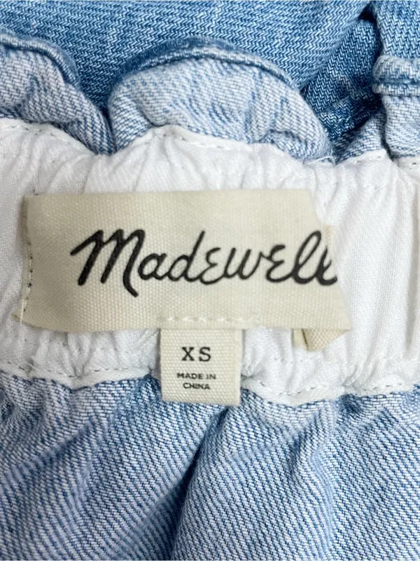 Madewell Pull On Denim Midi Skirt Size XS Normandie Wash Ruffle Waist Pockets - Image 7