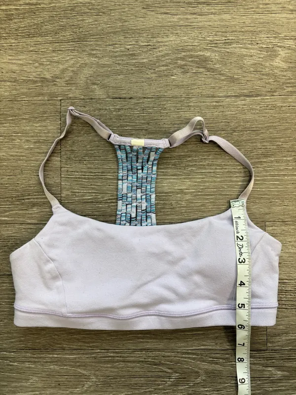 Lululemon Energy Bra Size 6 Medium Support Blue Paisley Strappy Back Crop Top - Image 12