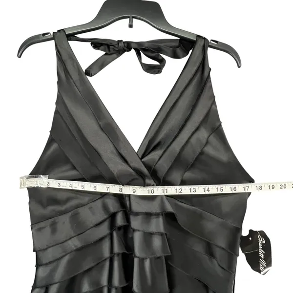 Scarlett Nite Y2K Halter Dress 14 Black Satin Tiered Ruffled Cocktail Retro HOCO - Image 8