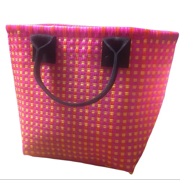 Truss Handwoven Tote | Hand Bag Pink Orange Yellow Bag - Image 3