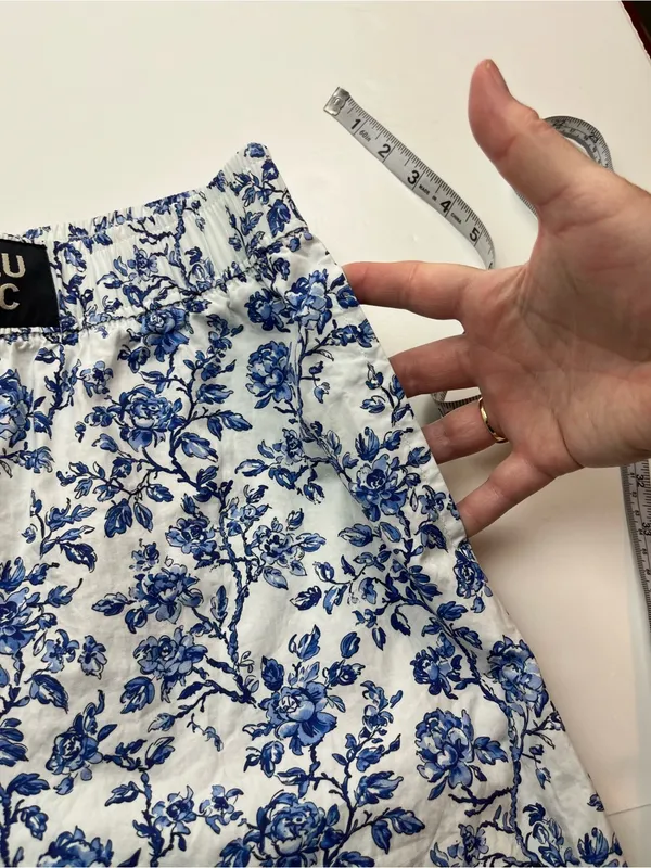 Lulu Mac Blue White Floral Womens XS Pull-on Cotton Pants Pockets Sleep Casual‎ - Image 10