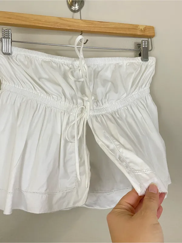 Reformation Rowen Strapless Front‎ Ties Crop Top White Size M - Image 5