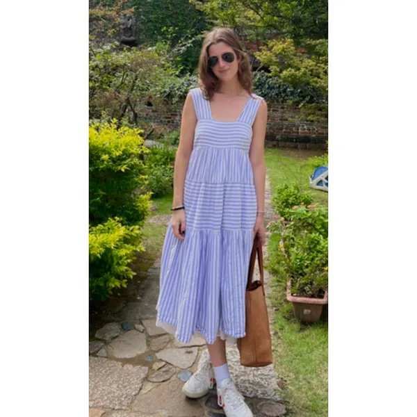 BY ANTHROPOLOGIE Helena Square Neck Tiered Midi Dress Size Small - Image 2