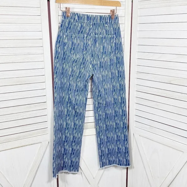 Princess Polly Danica Jeans Womens 0‎ Blue White Painted Stripe Crop Straight - Image 2