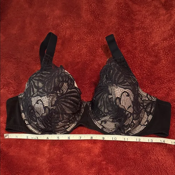 Paramour Black and Cream Lace Bra Size 38D - Image 6