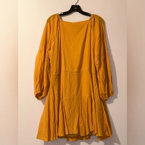 Lulus Mustard Yellow 100% Cotton Flowy/Gauzy Lightweight Mini Dress - Size M NWT - Image 2
