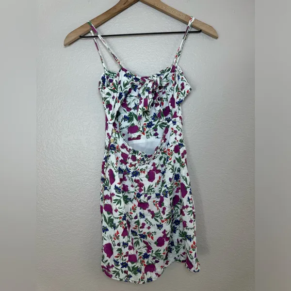 Vix Paula Hermanny Clover Yana Floral Mini Dress in White XS Linen Rayon $268 - Image 13