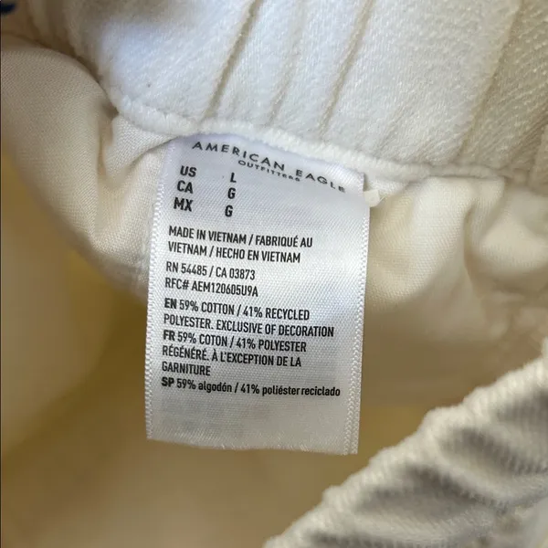 American Eagle Outfitters Women's Cream Wide-Leg Drawstring pants - Image 7