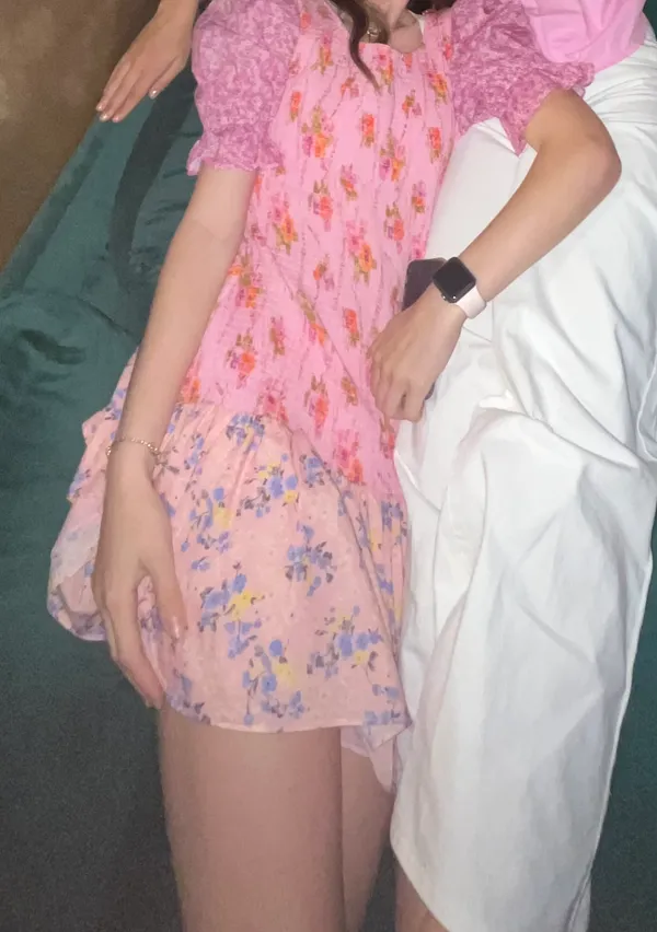 Love Shack Fancy Mini Dress Pink Floral - Image 3