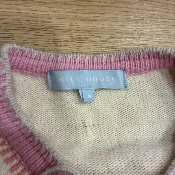 Hill House Desk Sweater Cardigan Wool Pearl Fair Isle Ruffle Size M - Image 3
