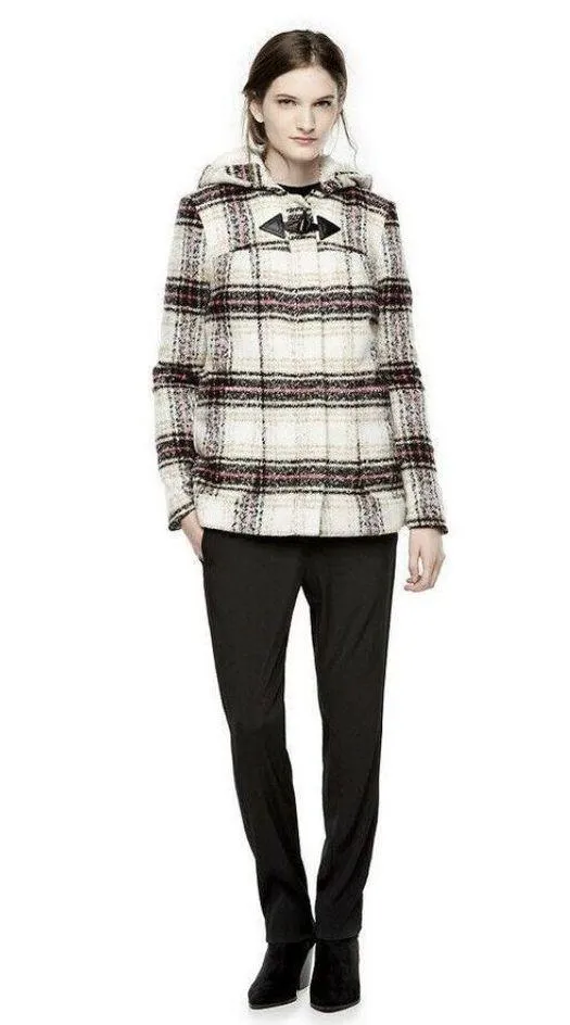 NWT Women's Thakoon for DesigNation Kohl's Plaid Hooded Flannel Coat Sz Medium - Image 2