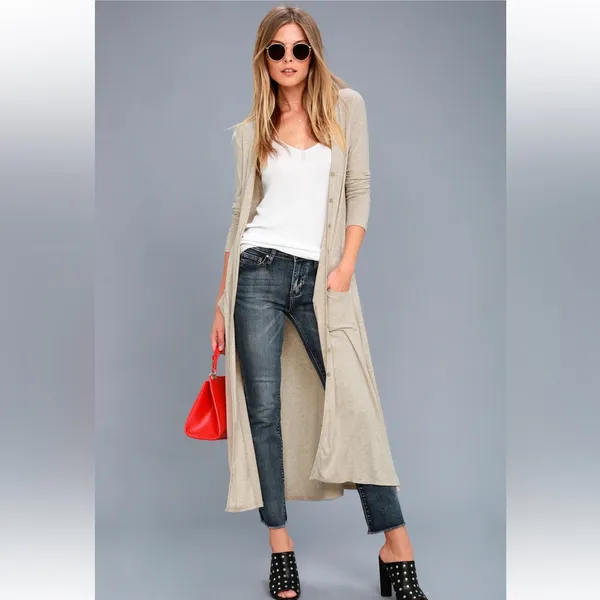 Lulu's Cream Long Cardigan Duster Sweater - Image 2