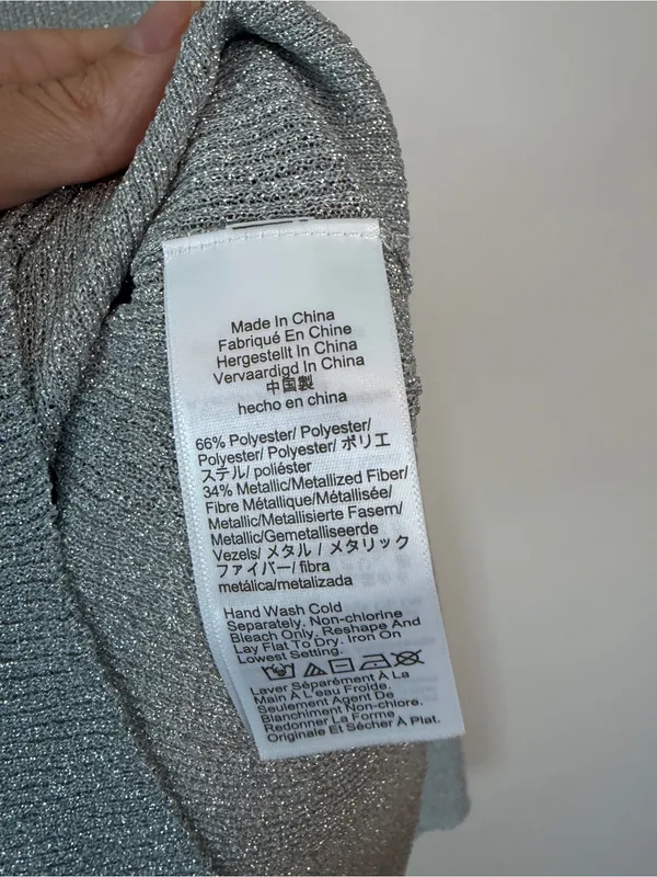 J.Crew Ribbed Henley Sweater Lurex NWT Silver Medium - Image 6
