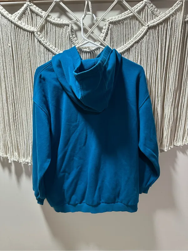 Nike Teal Blue Pullover Hoodie with Small White Swoosh - Image 2