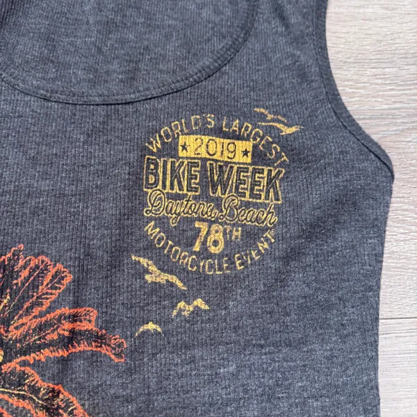 Hot Leathers Womens 2019 Daytona Beach Bike Week Graphic‎ Tank Top Gray Medium - Image 4