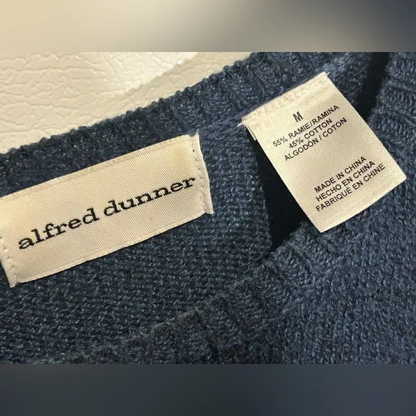 Vtg Alfred dunner Womens Navy Blue Autumn Sunflower Pullover Sweater cotton M - Image 9