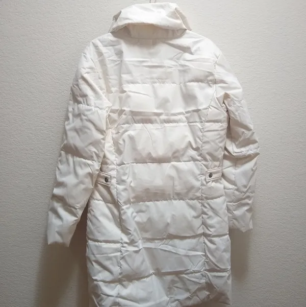 Columbia Long Down Puffer Winter Jacket in Cream - Image 4