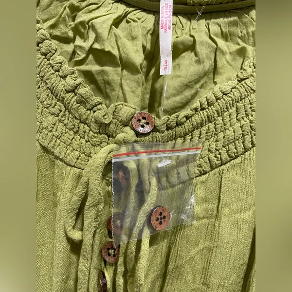 Free People Dream On Maxi Dress Olive Gilded Line Size S - Image 5