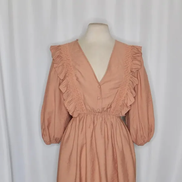 NWT!! ZARA Marsala Guipure Lace Ruffled Mini Dress Blogger Favorite Medium - Image 3