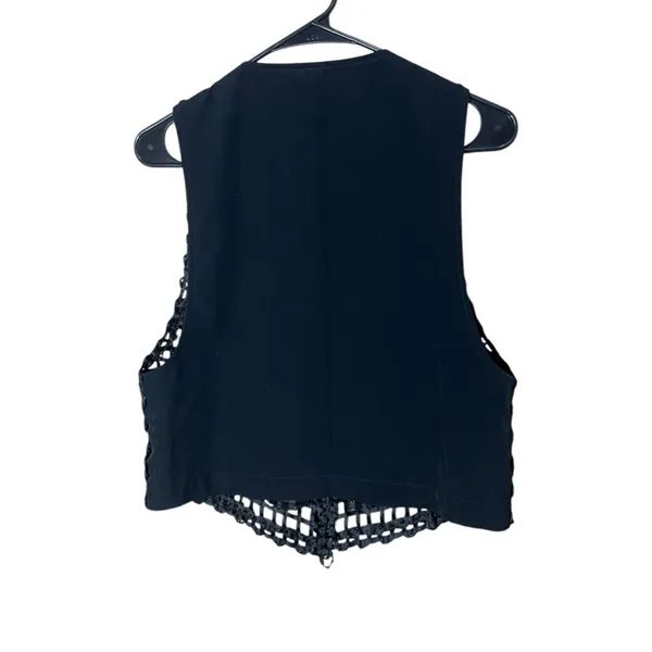 Vintage Black Sheer Open Weave Vest Size Medium‎ - Image 5
