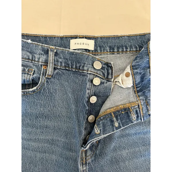 PacSun Stretch Dad Jeans Women’s Size 30/28.5" inseam Ankle Slit Button Fly EUC - Image 4