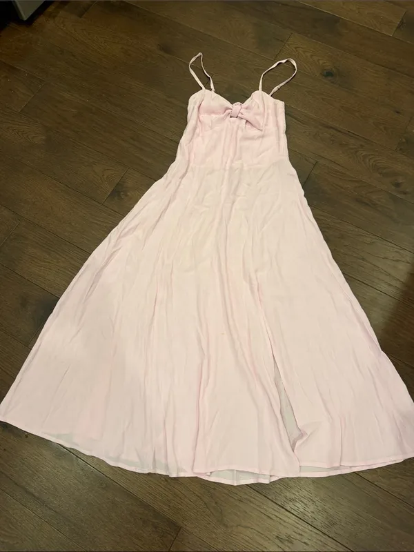 Yumi Kim Pink Tie Front Midi Dress Spaghetti Strap Size 2 - C61-11 - Image 3