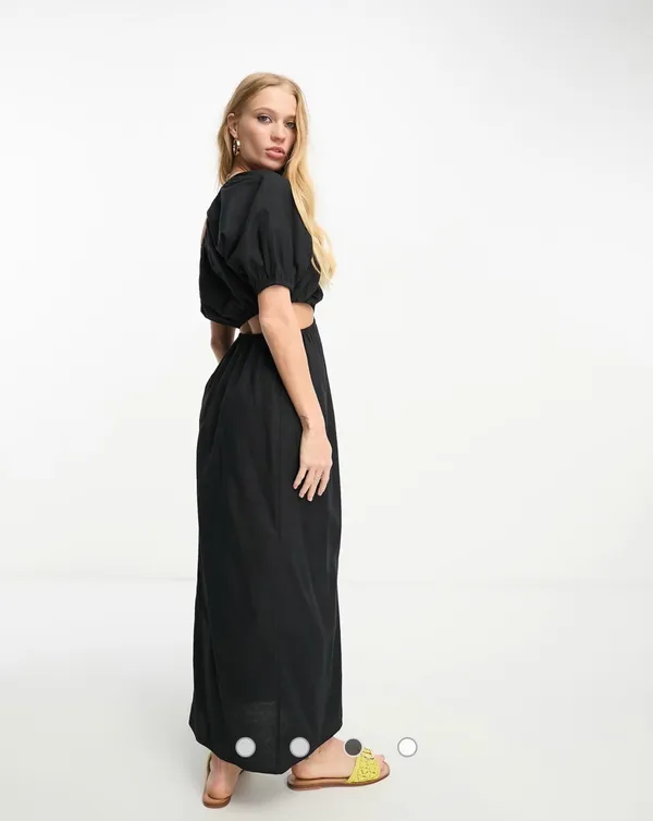 ASOS Linen One Shoulder Midi Dress - Image 3