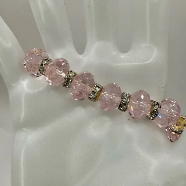 Pink crystal stretchy bracelet - Image 3