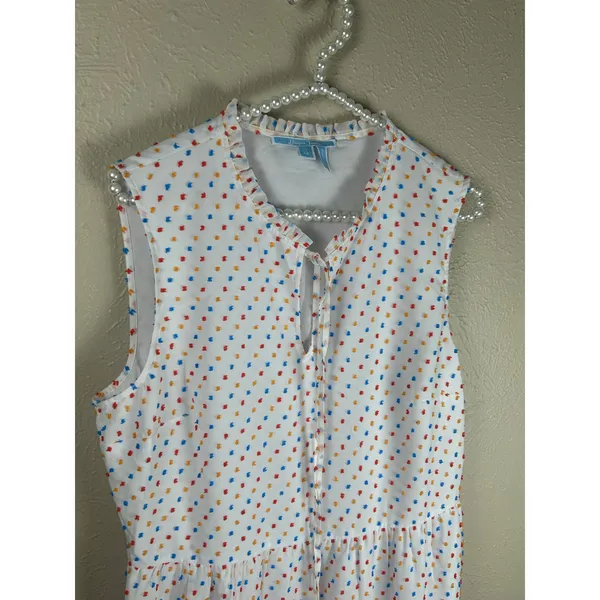 Draper James Size 14 Dress White Colorful Textured Dots Kidcore Clowncore Midi - Image 5