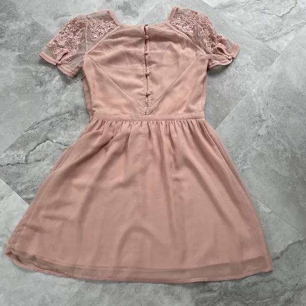 Kimchi Blue Urban Outfitters‎ Dress Womens Size S 2 Pink Lace Short Sleeves - Image 3