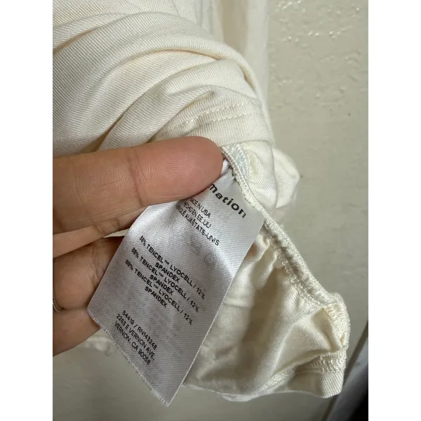 Reformation Florentina Knit Top Horchata Off Shoulder Long Sleeve size XL Cream - Image 10