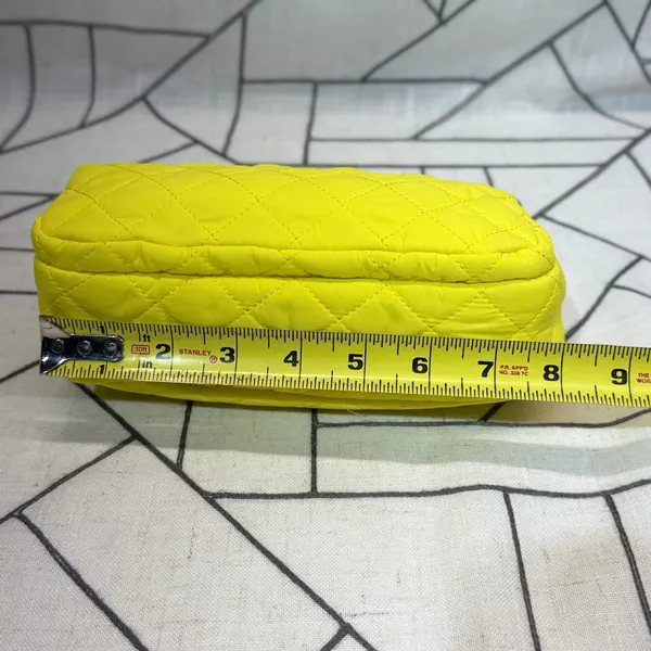 Tula Cosmetic Bag Small Yellow Quilted Double Zip Makeup Pouch‎ - Image 10