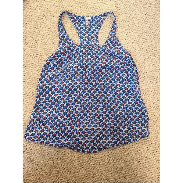 Joie 100% Silk Blue Animal Print‎ Racerback Tank Top Medium Layering Boho - Image 8