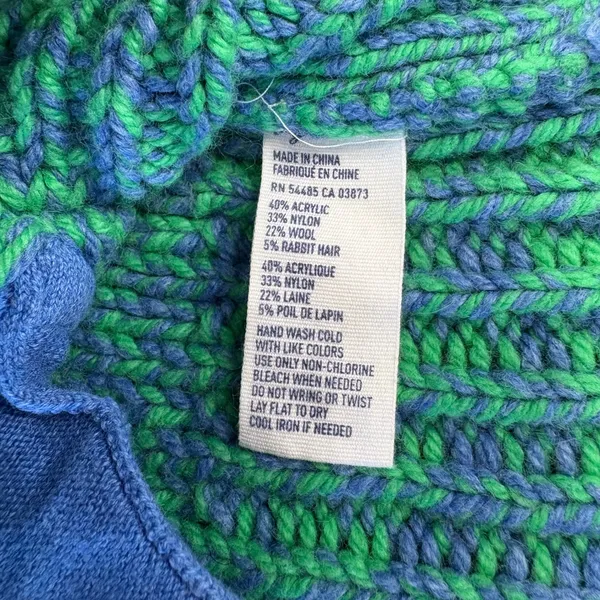 American Eagle Chunky Knit Shawl Collar Cardigan Sweater LG Green Blue‎ Pockets - Image 8