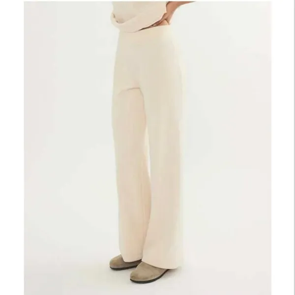 Marine Layer Cord Velour Wide Leg Pant Cream Ribbed High Rise Sz Med Soft Cozy - Image 4