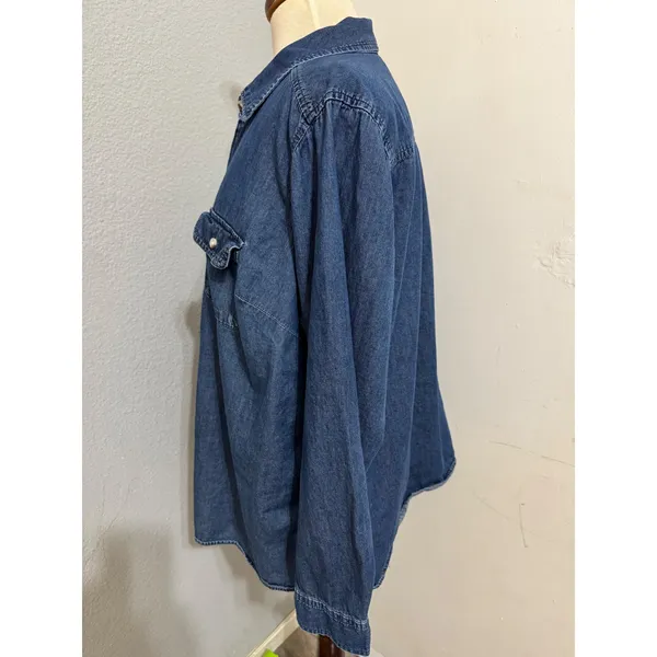 Croft & Barrow 100% Cotton Shirt Plus 1X Blue Denim Button‎ Down Long Sleeve - Image 12