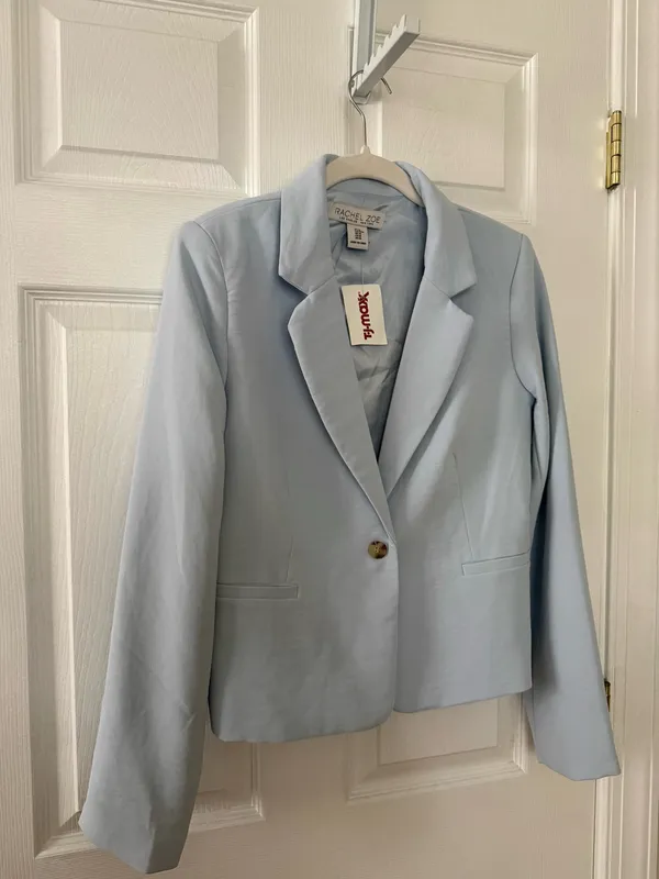 Rachel Zoe Pale Blue Single-Button Tailored Blazer - Image 2